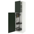 METOD High cabinet with cleaning interior, white/Havstorp deep green, 60x60x220 cm