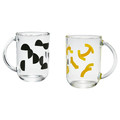 SKEDSTÖR Mug, mixed colours yellow/black, 30 cl, 2 pack