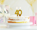 Birthday Candle 40 Metallic 8cm, gold