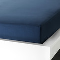 ULLVIDE Fitted sheet, dark blue, 140x200 cm