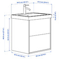 ÄNGSJÖN / BACKSJÖN Wash-stnd w drawers/wash-basin/tap, brown oak effect, 60x48x69 cm