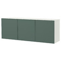 BESTÅ Wall-mounted cabinet combination, white/Krukmakare dark grey-green, 180x42x64 cm