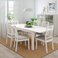 LANEBERG / EKEDALEN Table and 4 chairs, white, white light grey, 130/190x80 cm