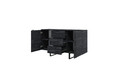 Cabinet with 2 Doors & 3 Drawers Verica 150 cm, charcoal/black legs