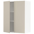 METOD Wall cabinet with shelves/2 doors, white/Havstorp beige, 80x100 cm