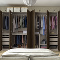 PAX / STORKLINTA Wardrobe combination, grey-beige/dark brown stained oak effect, 300x60x201 cm