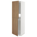METOD High cabinet for fridge/freezer, white/Tistorp brown walnut effect, 60x60x200 cm
