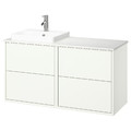 HAVBÄCK / ORRSJÖN Wash-stand/wash-basin/tap, white/white marble effect, 122x49x71 cm