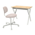 BOLLPOJKE / BLECKBERGET Desk and chair, white/orange-brown