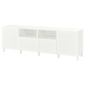BESTÅ TV bench with doors and drawers, white/Hanviken/Stubbarp white, 240x42x74 cm