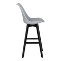 Bar Stool Norden, wood black high PP, grey