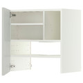 METOD Wall cb f extr hood w shlf/door, white/Aspudden light grey, 60x60 cm