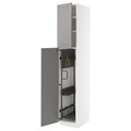 METOD High cabinet with cleaning interior, white/Bodbyn grey, 40x60x220 cm