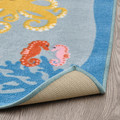 BLÅVINGAD Rug, ocean animals pattern/multicolour, 133x133 cm