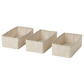 PURRPINGLA Box, set of 3, textile/beige, 20x38x12 cm