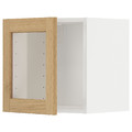 METOD Wall cabinet with glass door, white/Forsbacka oak, 40x40 cm
