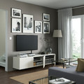 BESTÅ TV bench with doors, white, Hanviken white, 180x42x38 cm