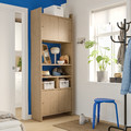 LÅDMAKARE Storage combination w sliding doors, with 1 shelf insert/oak effect, 81x35x212 cm
