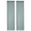 STENFRÖ Sheer curtains, 1 pair, turquoise/with heading tape, 145x300 cm