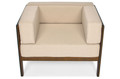 Garden Outdoor Armchair with Cushions, dark brown, beige