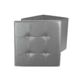 Foldable Pouffe Intesi Vels, faux leather, grey