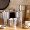BETTHAJ Tin with lid, for coffee/tea/silver-colour, 0.6 l