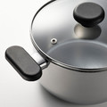 MIDDAGSMAT Pot with lid, clear glass/stainless steel, 3 l