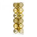 Mini Christmas Tree Bauble Ornaments, Gold, Pack of 12