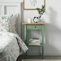 HEMNES Bedside table, grey-green/light brown stained, 46x35 cm
