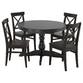 INGATORP / INGOLF Table and 4 chairs, black/brown-black, 110/155 cm