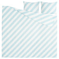 SLÖJSILJA Duvet cover and 2 pillowcases, light blue/white/stripe, 200x200/50x60 cm