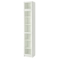 BILLY / OXBERG Bookcase w height extension ut/drs, white/glass, 40x42x237 cm
