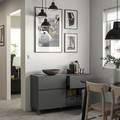 BESTÅ Storage combination w doors/drawers, dark grey/Västerviken/Stubbarp dark grey, 120x42x74 cm