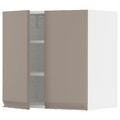 METOD Wall cabinet with shelves/2 doors, white/Upplöv matt dark beige, 60x60 cm