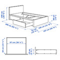 MALM Bed frame, high, w 2 storage boxes, white stained oak veneer/Lindbåden, 90x200 cm