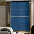 MEHAMN Pair of sliding doors, white/double sided blue, 150x236 cm