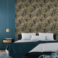 GoodHome Vinyl Wallpaper on Fleece Septa, tobacco/gold