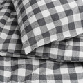 EKTANDVINGE Duvet cover and pillowcase, anthracite white/check, 150x200/50x60 cm