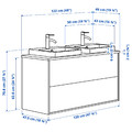 ÄNGSJÖN / BACKSJÖN Wash-stnd w drawers/wash-basin/taps, high-gloss white/black marble effect, 122x49x71 cm