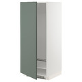 METOD High cabinet for fridge/freezer, white/Bodarp grey-green, 60x60x140 cm