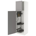 METOD High cabinet with cleaning interior, white/Bodbyn grey, 60x60x200 cm