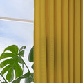 GINSTMOTT Curtains, 1 pair, yellow/with heading tape, 145x300 cm