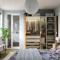 PAX / STORKLINTA Wardrobe combination, white oak effect/white, 185x60x201 cm