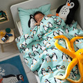 BLÅVINGAD Duvet cover and pillowcase, penguin pattern/light turquoise, 150x200/50x60 cm