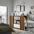 BILLY / OXBERG Bookcase combination with doors, brown walnut effect, 160x106 cm