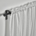 MÄSTERROT Curtains, 1 pair, white white/grid with heading tape, 145x300 cm