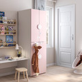 SMÅSTAD / PLATSA Wardrobe, white pale pink/with 2 clothes rails, 60x57x181 cm