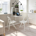 NORBERG Wall-mount drop-leaf tbl w storage, white, 64x60 cm