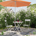 HÖGÖN / IGGÖN Parasol with base, bright orange/dark grey, 270 cm