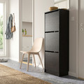 BISSA Shoe cabinet with 3 compartments, black-brown, 49x28x135 cm